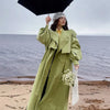 Green Oversized Belt Overcoat Elegant Long Sleeve Women Pleated Lapel Lace Up Windbreaker Autumn Lady Casual Street Outerwear