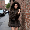 Brown Hooded Women's Faux Mink Fur Coat Thick Autumn Winter Chic Cardigan Mid Length Loose Warm Jackets 2DB4632