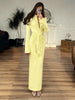 Office Style Dress Women Shoulder Padded Zip Wrapped Bandage Full Sleeve Splits Elegant Solid Simple Long Bodycon