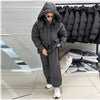 Print Hooded Puffer Coat Set Women Quilted High Neck Full Sleeve Zip Pockets Jacket Wide Leg Pants Winter Warm Sets