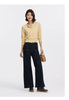 Women Jeans Panel Raw Hem Flare Leg Retro Street Style Slim Long Denim Pants Spring Urban Daily Wear