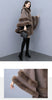 Autumn Winter Loose Casual Chic Bat Sleeve Coat Woolen Hooded Shawl Big Fur Collar Warm Cape Coat Women Outwear
