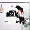 Women's Ski Suit Hooded Full Sleeve Jacket White High-Waisted Flared Pants Set Female Ski Sport Outerwear