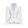 （in stock）Women Victorian Gothic Red Blazer Formal Business Ruffles Slim V Neck Jacket Victorian Elegant Pirate Jacket