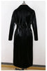 Spring Autumn Long Waterproof Shiny Reflective Black Patent Leather Cocoon Coat Women Sashes Designer Clothes