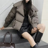 Lagabogy Winter Puffer Jacket Women Short 90% White Duck Down Coat Female Streetwear Warm Parkas Removable Sleeves Outwear