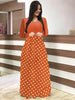 Polka Dot Print Medium Stretch Maxi Dress, Women's Plus High Waist Elegant Long Dress