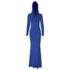 High Street Red Christma Hooded Long Sleeve Maxi Dress for Woman Slim Solid Bodycon Party Vestidos Elegant Autumn Dresses