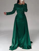 Women Party Dress Long Sleeve Sequins Empire Mesh Elegant O-neck Lady Big Swing Banquet Temperament Clothing