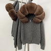Knitwear Cardigan Women Spring Knitted Jacket Female Autumn Hooded Real Fox Fur Coat Natural Short Fur Coat Casual