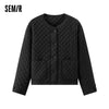 Coats Women Padded Textured Diamond Inner Layer Loose Casual Winter Drawstring Lightweight Cotton Jackets for Woman