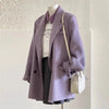 Women's Double-faced Woolen Coat Spring Autumn Suit Collar Double Breasted Long Sleeve Temperament Commuting Purple Jacket