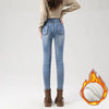 Women's Fleece Warm Winter Jeans Thicken Elastic Skinny Pencil Pants Korean Slim Plush Thermal Leggings Trousers
