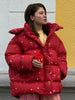 Women's Oversized Coats Print Hooded Padded Jackets Winter Female Stand Collar Long Sleeve Zipper Loose Puffy Coat Outerwear