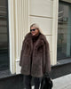Faux Fur Women's Coat Turn down Collar Long Sleeve Button Pocket Soft Overcoat Thick Warm Winter Outerwear for Ladies