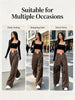 Women Leopard Print Wide Leg Pants Elastic High Waist Loose Casual Trousers Streetwear Y2K Long Palazzo Pants