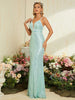 Women's Halter V-Neck Striped Sequin High Slit Fishtail Dress