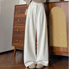Retro Maillard Brown Corduroy Pants for Women Autumn Winter Wide Leg Pants Female Casual High Waist Straight Leg Trousers