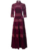 Women's Velvet Maxi Dress Hollow out Stand Collar Half Sleeve Elegant Party Spring