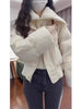Autumn Winter Women Fake Two Pieces Padded Jacket Turn-down Collar Crop Down Jacket Korean Thick Parkas Outwears Designer