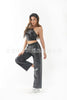 Red Women's Aurora Laser Gradual Change High Waist Straight Pants, Blue Thin Female Stretch Trousers