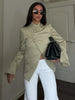 Side Button Ruffle Blazer Detachable Ruffle Cuff Jacket Stand Collar Spring Office Retro Edgy Casual Women Blazer