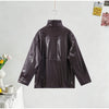 Casual Pu Leather Women Jacket Street Long Sleeve Stand Collar Zippers Female Outwear Autumn Winter Lady Streetwear