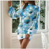 Vintage Christmas Printing Women Party Dress Autumn Half High Collar Lantern Long Sleeve Dresses Lady Bodycon Vestidos