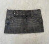 Y2K Adjustable Waist Mini Skirt Harajuku Girl Solid Color Retro Gray Denim Skirt Women Gothic Slim Hip Low Waist Short Skirt