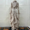 early autumn turtleneck full sleeves shinny ruffles pullover Arabic styles floor length vacation dress female vestido