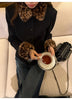 Ladies Coat Jacket Spring Autumn Short Jackets Korean Leopard Print Fur Collar Besign With Single Breasted Buckle Coats