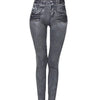 One-peice Elastic Imitation Denim Sports Gymnasium Pencil Pant Casual For Women's Clothes Leggings Dye Vintage All-match