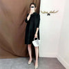 Women Pleated Single Breasted Dress Stand Theree Quarter Sleeve Tide Spring 2F0095