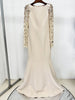 Diamonds Beaded Sequins Formal Evening Dress Lace Long Sleeves Mermaid Women's Gowns Trumpet Elegant Wedding Party Dress
