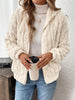 Women Autumn White Zipper Jacket White Long Sleeve Thick Plush Warm Coat Loose Winter Soft Lady Short Hooded Coat