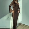 Women's Long Dresses Solid Satin Flare Sleeve Slim Lace Up Floor-length Dress Females Sexy Elegant Party Maxi Dress