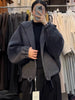 Retro Woolen Coat Japanese Korean Jacket Women Spring Autumn Winter Hooded Outcoat Cardigan Overcoat Top Ladies