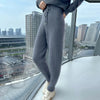 100% Mink Cashmere Knitted Feet Pants Women's Elastic Waist Slim Trousers Warm Joker Radish Pants Autumn Thick Leggings