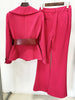 High Street S/S Runway Designer Suit Set Women's Slim Fitting Single Button Belted Blazer Flare Pants Set 2pcs