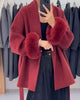 Elegant Lace Up Woolen Short Coat Solid Loose Lapel Furry Long Sleeve Belt Waist Jacket Spring Autumn Lady Chic Cardigan