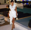 Women Edible Tree Fungus Tierred High Low Asymmetrical Ball Gown Dress Sexy Club Party Evening High Street Dresses