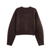 Women Single Breasted Knit Cardigan Long Sleeve O Neck With Pockets Spring Jacket Female Elegant Brown Coat