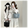 Original Japanese Lace Off-Shoulder Long Sleeve Dress Sweet Girl Kawaii Bowknot Women's Elegant Lolita Short Dresses