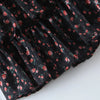 Autumn Women Vintage Floral Print Chiffon Dress Sexy Semi-Sheer Long Sleeve Layered Ruffle Ladies Short Dress