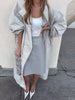 Crinkle Trench Coat Stand Collar Oversized Lantern Sleeve Waterproof Wrinkle Resistant Fabric Autumn Daily Lady Chic Coat