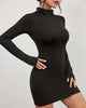Sexy Charming Classic Black Short Dresses Women Long Sleeve Mid Waist Casual Mini Dress Elegant Slimming Simple Evening Dresses