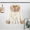 Cotton Lined Furry Fur Collar Belts Jacket Women Long Sleeve Thicken Warm Female Coat Winter Street Casual Outwear