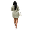 Long Sleeve Women V-neck Pleated Dress Casual Streetwear Plus Size Mini Dresses Autumn Slim Party Casual