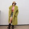 Colorful Fahionable Faux Fur Mongolian Jacket Long Tailored Collar Plush Winter Coat for Women Elegant Loose Fit Outerwear