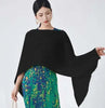 Pleated Shawl Coat For Women Slash Neck Solid Color Headcloth Scarf Versatile Coats Spring 2Z2603